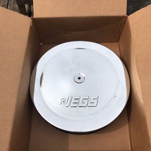 JEGS 14” X 3” Air Cleaner Filter
Logo Chrome-Plated Black Powder Coated Base